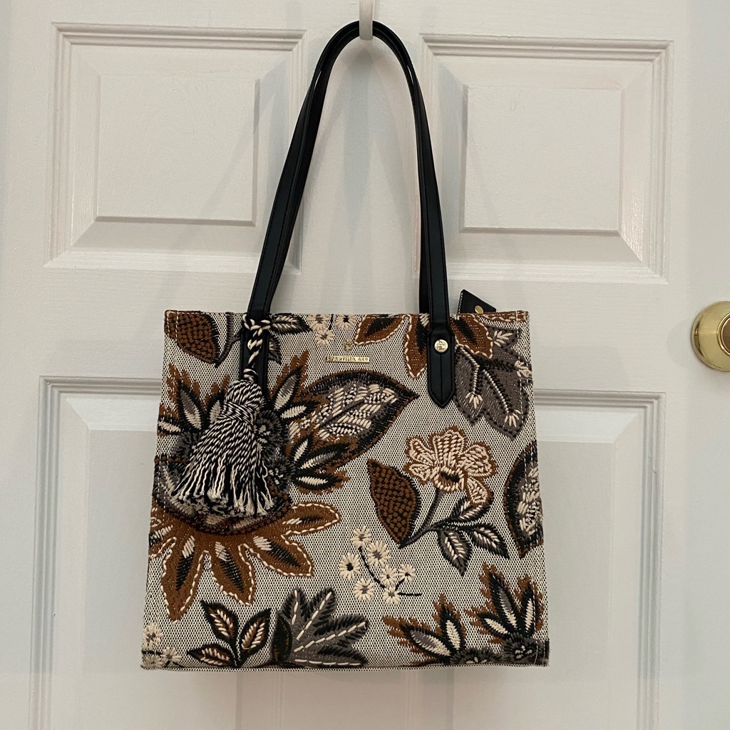 Spartina 449 Floral Tapestry Tote In Beige, Brown & Black Nwot